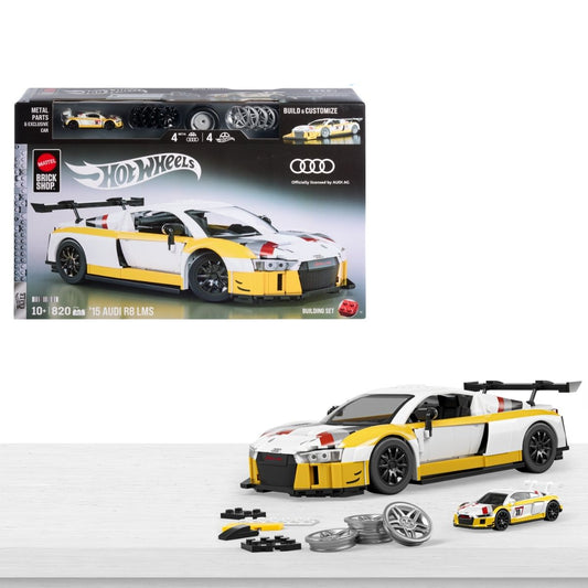 Hot Wheels Brick Shop Building Set ('15 AUDI R8 LMS, '90 ACURA NSX, CORVETTE)