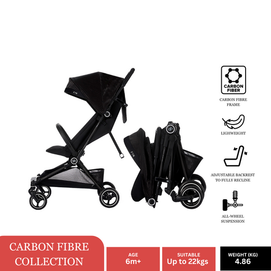 GB Fyn Plus Carbon Fiber Stroller - Black