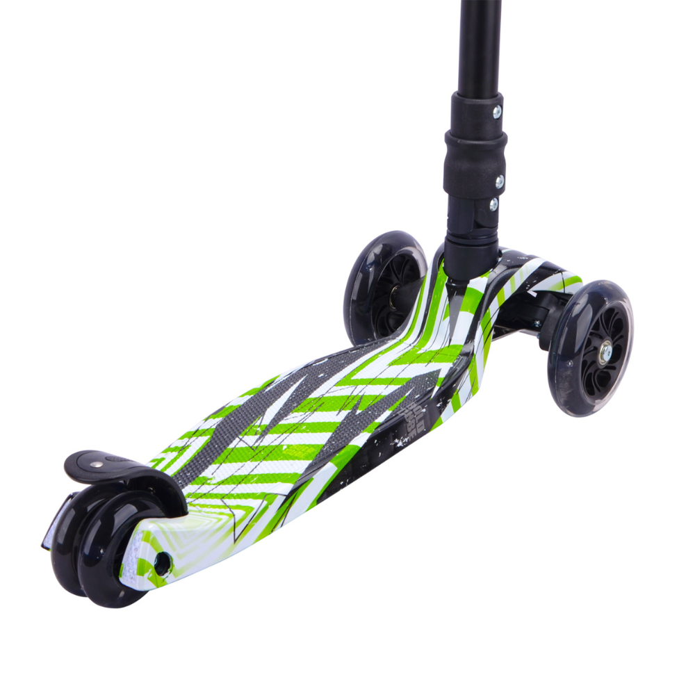 BOLDCUBE Big 3-Wheel Kick Scooter for Kids – Foldable Lean-to-Steer Toy with Light-Up Wheels & Adjustable T-Bar – Swift Green
