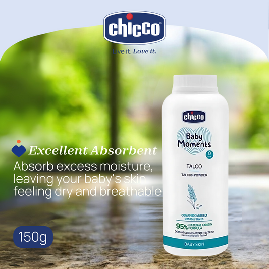 Chicco Baby Moments Talcum Powder with Rice Starch 150 grams for Baby's Delicate Skin