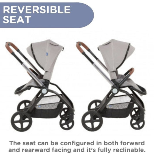 Chicco MYSA Modular Baby Stroller in Silver Grey Reversible Stoller
