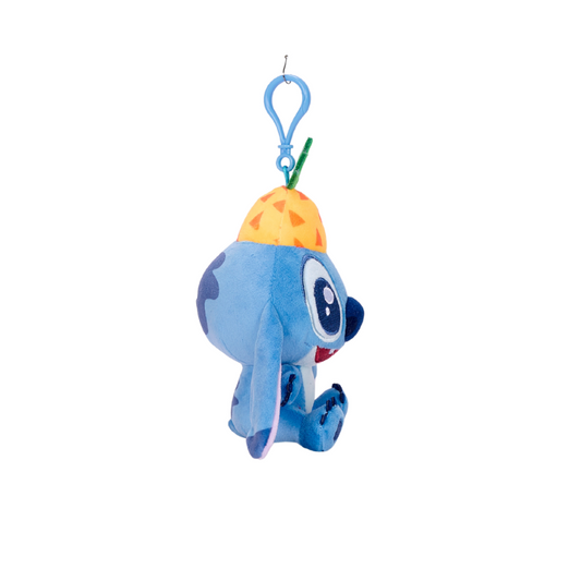 Disney Cutey Stitch Collection Plush Keychain - Pineapple Hat Stitch