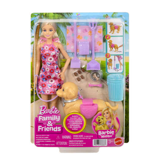 Barbie Walk & Potty Malibu Doll and Puppy Playset