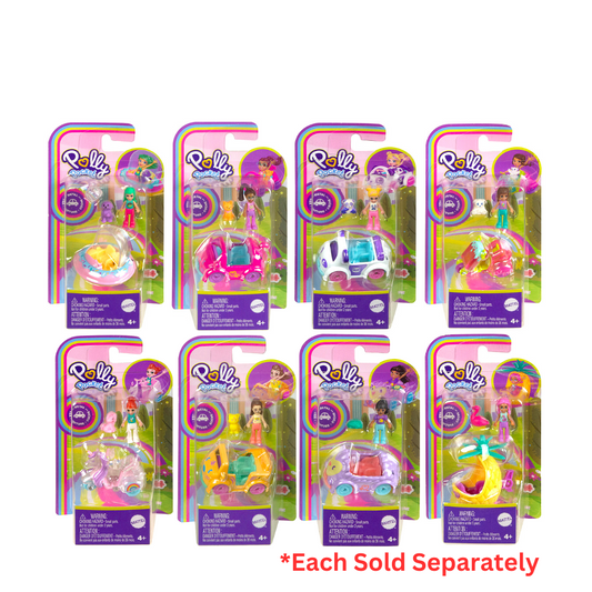 Polly Pocket Pollyville Single Die-Cast Vehicle with Micro Doll & Pet Playset