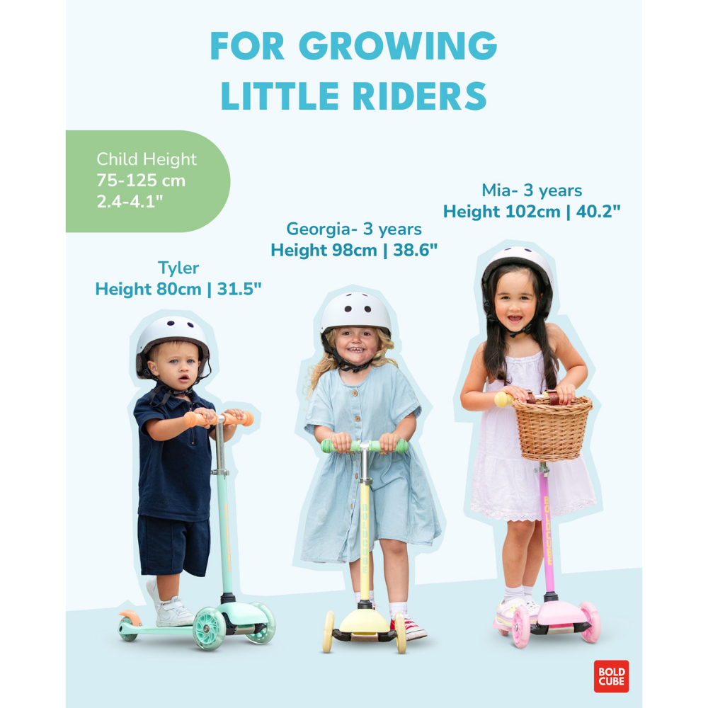 Boldcube Teeny 3-Wheel Kids Scooter with Flashing Wheels – Sky Blue