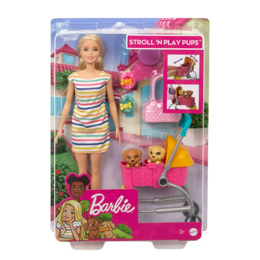 Barbie Stroll & Play Puppy Doll and Stroller Playset