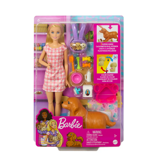 Barbie Newborn Pups Playset with Doll and Accessories