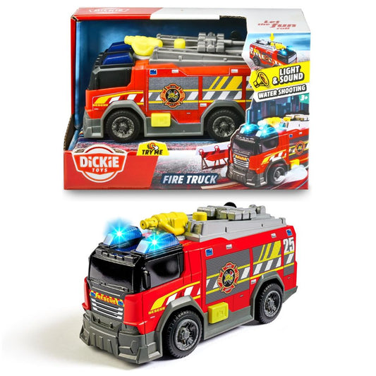 Dickie Toys 15cm Fire Truck Water Shooting Toy Vehicle with Lights & Sounds