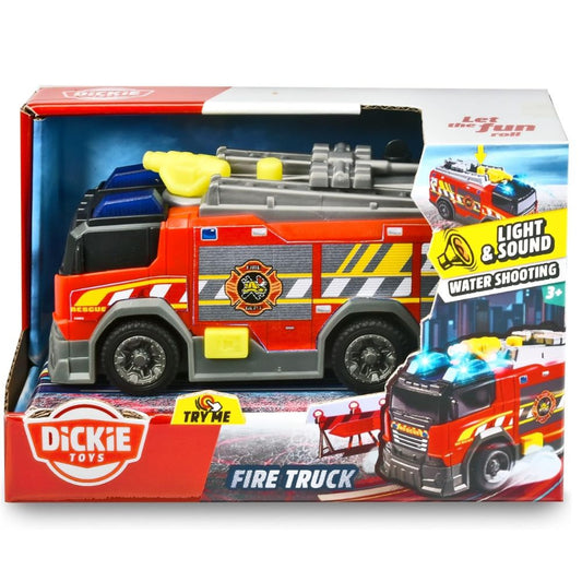Dickie Toys 15cm Fire Truck Water Shooting Toy Vehicle with Lights & Sounds
