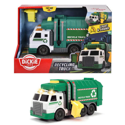 Dickie Toys 15cm Recycling Truck Toy Vehicle with Lights & Sounds