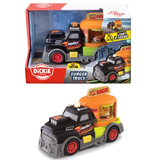 Dickie Toys 15cm Burger Truck Toy Vehicle with Lights & Sounds