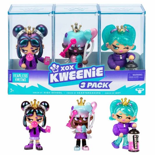 XOX Kweenie 3-Pack Fearless Kweens Series 4" Collectible Figure