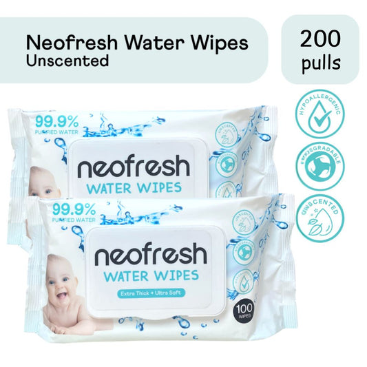 Neofresh 99.9% Water Wipes Unscented Baby Wipes 100s - Pack of 2