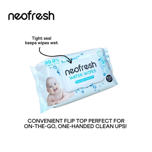 Neofresh 99.9% Water Wipes Unscented Baby Wipes 100s - Pack of 2