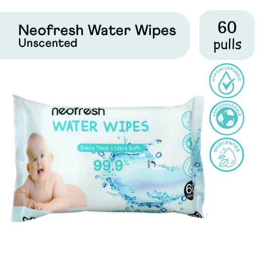 Neofresh 99.9% Water Wipes Unscented Baby Wipes 60s