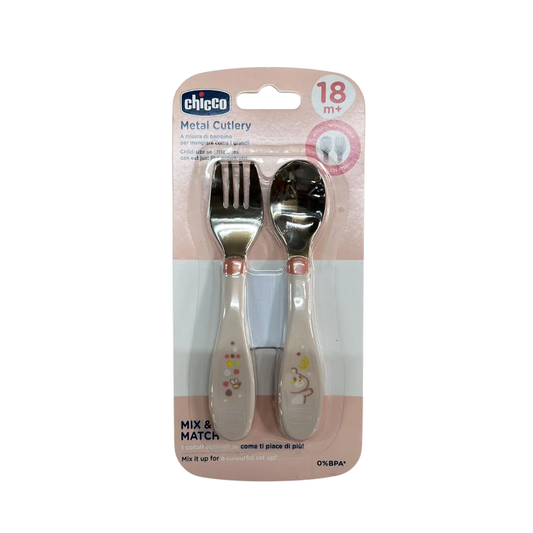 Chicco Metal Cutlery - Pink