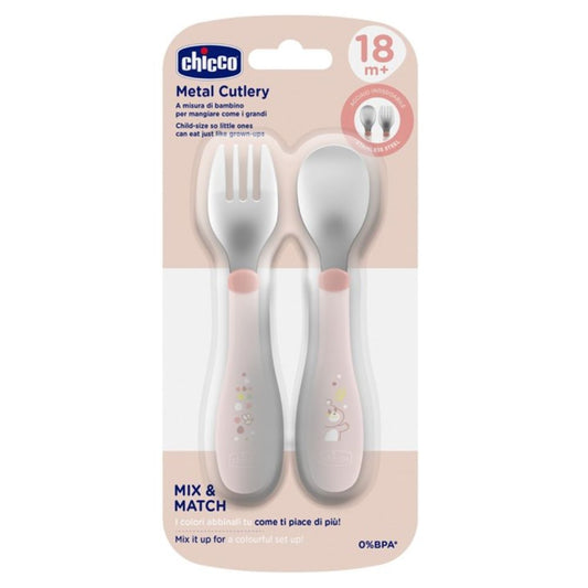 Chicco Metal Cutlery - Pink