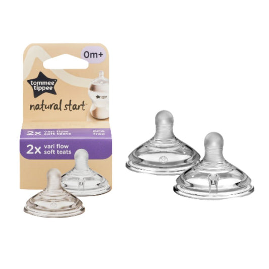 Tommee Tippee Natural Start Vari Flow Teats 0+ months, Soft Breast-Like Teat. 2-pack