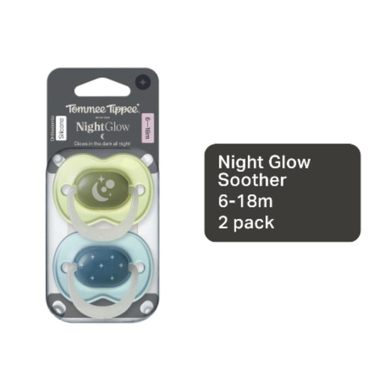 Tommee Tippee Night Glow Soother, 6-18 months, Glow in the Dark 2 Pack
