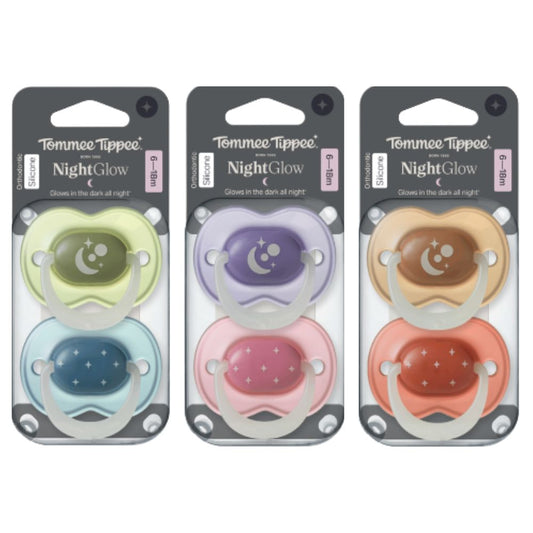 Tommee Tippee Night Glow Soother, 6-18 months, Glow in the Dark 2 Pack