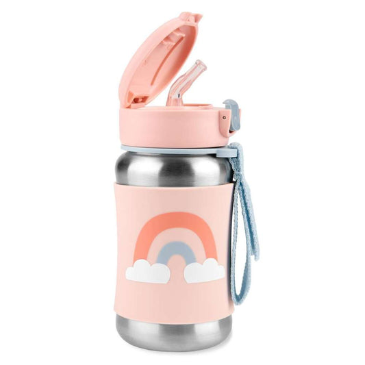 Skip Hop Spark Style Stainless Steel Straw Bottle- Rainbow Design