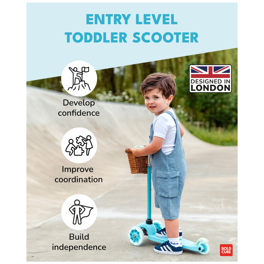 Boldcube Teeny 3-Wheel Kids Scooter with Flashing Wheels – Sky Blue