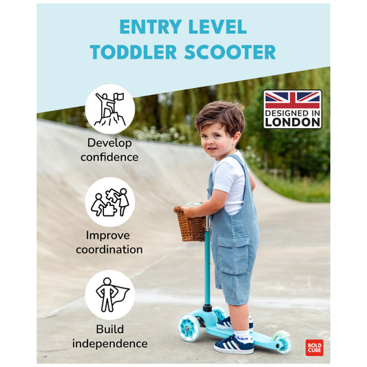 Boldcube Teeny 3-Wheel Kids Scooter with Flashing Wheels – Sky Blue