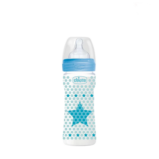 Chicco Well Being Baby Feeding Bottle 250ml 9oz - Medium Flow (BLUE)