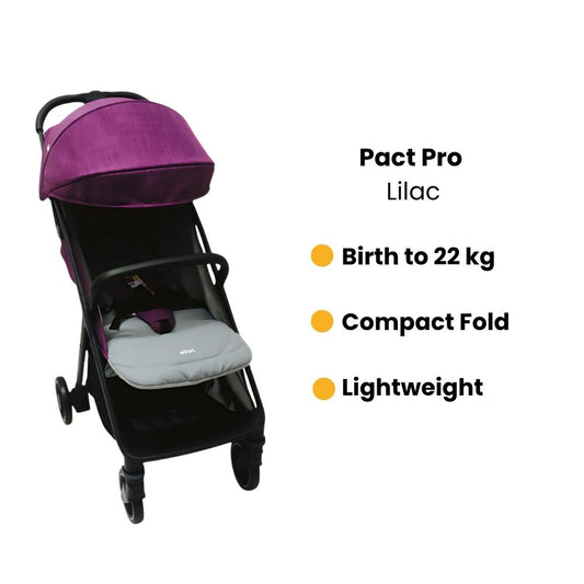 Joie Pact Pro Stroller With Rain Cover & Adaptor Suitable From Birth Up To 22kg- Lilac