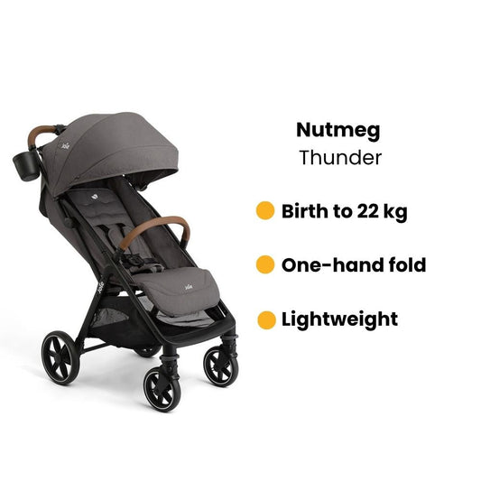 Joie Nutmeg Compact Travel Stroller Suitable From Birth to 22kg- Thunder