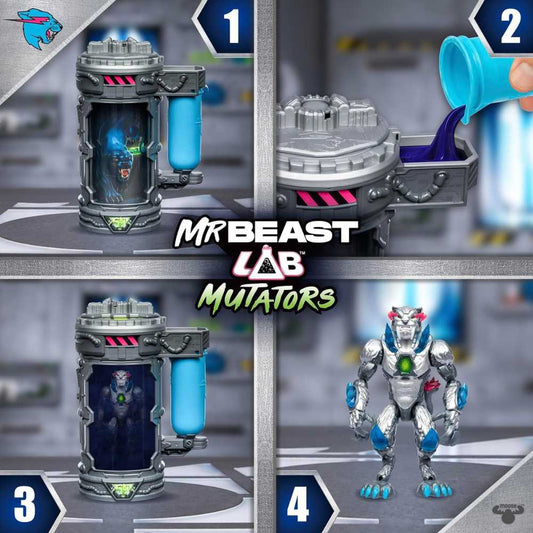 Mr. Beast Lab Mutators Beast Chamber Metallic Panther Figure w/ Articulation For Boys 5 Years Old Up
