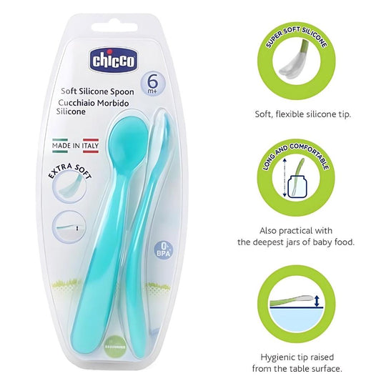 Chicco Soft Silicone Spoon 6m+ Pink 2-Pack