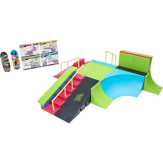 Tech Deck Neon Invasion Mega Park X-Connect Creator Customizable Glow-in-the-Dark Ramp Playset with Two Exclusive Fingerboards MIni Skateboard for Boys and Girls Ages 6 and Up