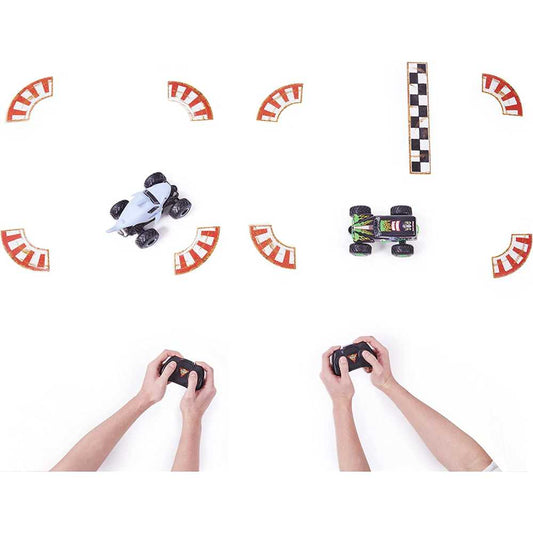 Monster Jam 1:24 Scale Grave Digger vs Megalodon Remote Control Racing Rivals for Boys 3 years up
