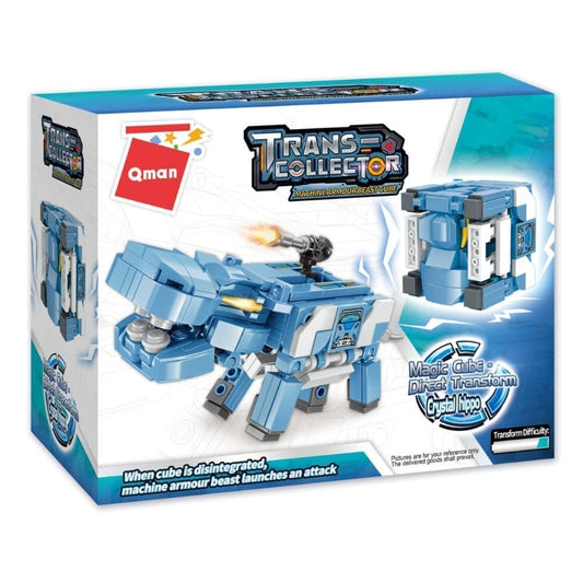 QMAN Trans-Collector - Crystal Hippo Magic Cube Direct Transform Building Blocks Toys
