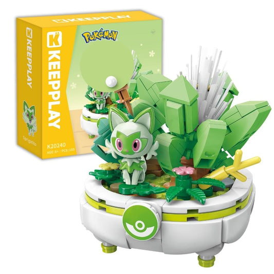 Keepplay Pokemon Potted Plant Series Sprigatito-Themed Building Blocks