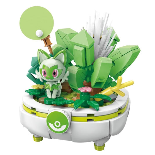 Keepplay Pokemon Potted Plant Series Sprigatito-Themed Building Blocks
