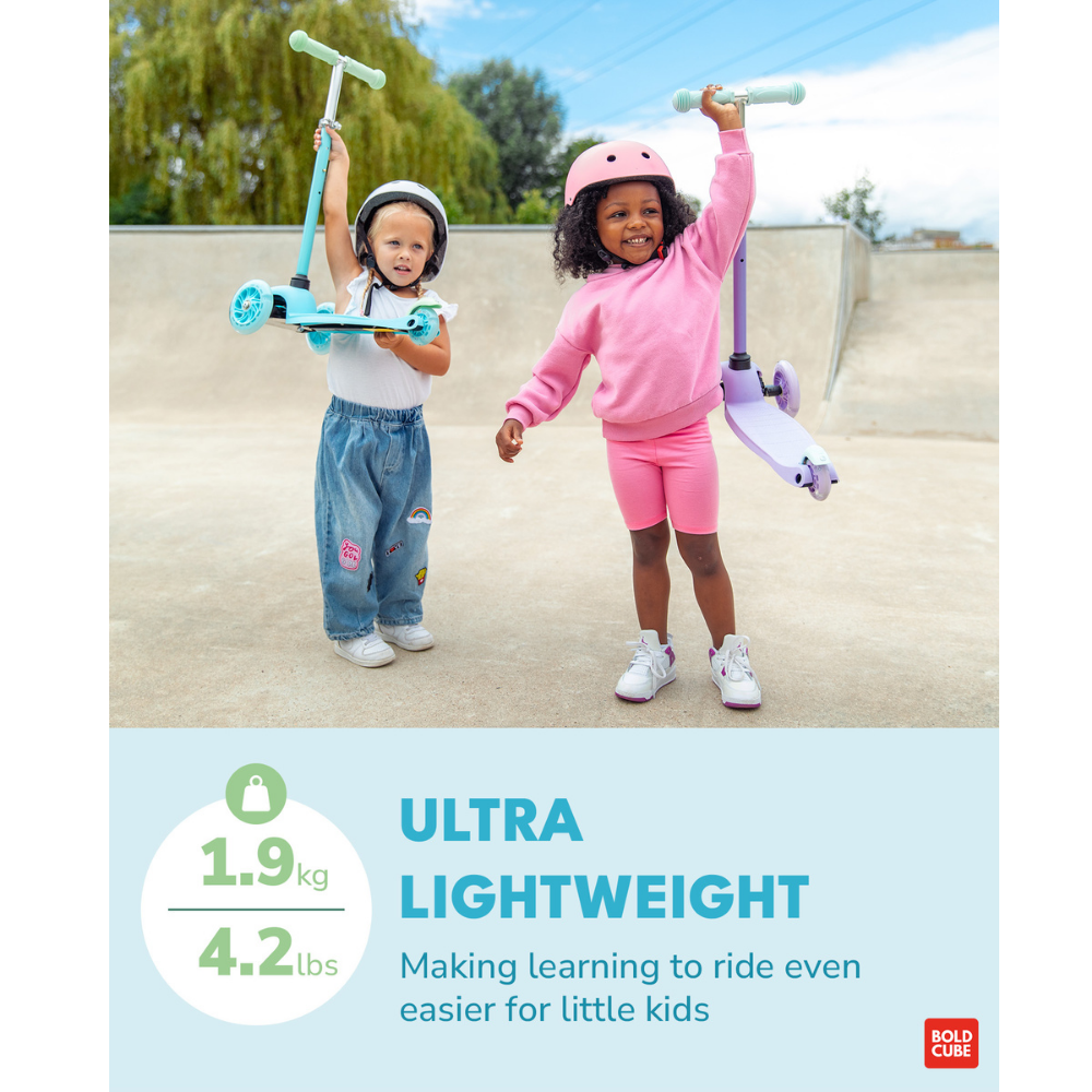 Boldcube Teeny 3-Wheel Kids Scooter with Flashing Wheels – Sky Blue
