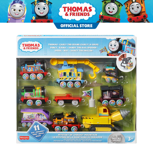 Thomas and Friends Diecast Toy Trainset Mystery of Lookout Mountain Track Playset 10 Piece Set - Push along Train Engines and Rail Vehicles, All Engines Go, Great Gift for Boys, Great Gift for Girls, Toys for Girls, Toys for Boys, Kids ages 3 years and up