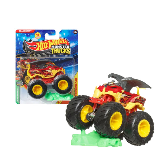 Hot Wheels Monster Trucks 1:64 Scale Die-Cast Vehicle with Crushed Car (993E)