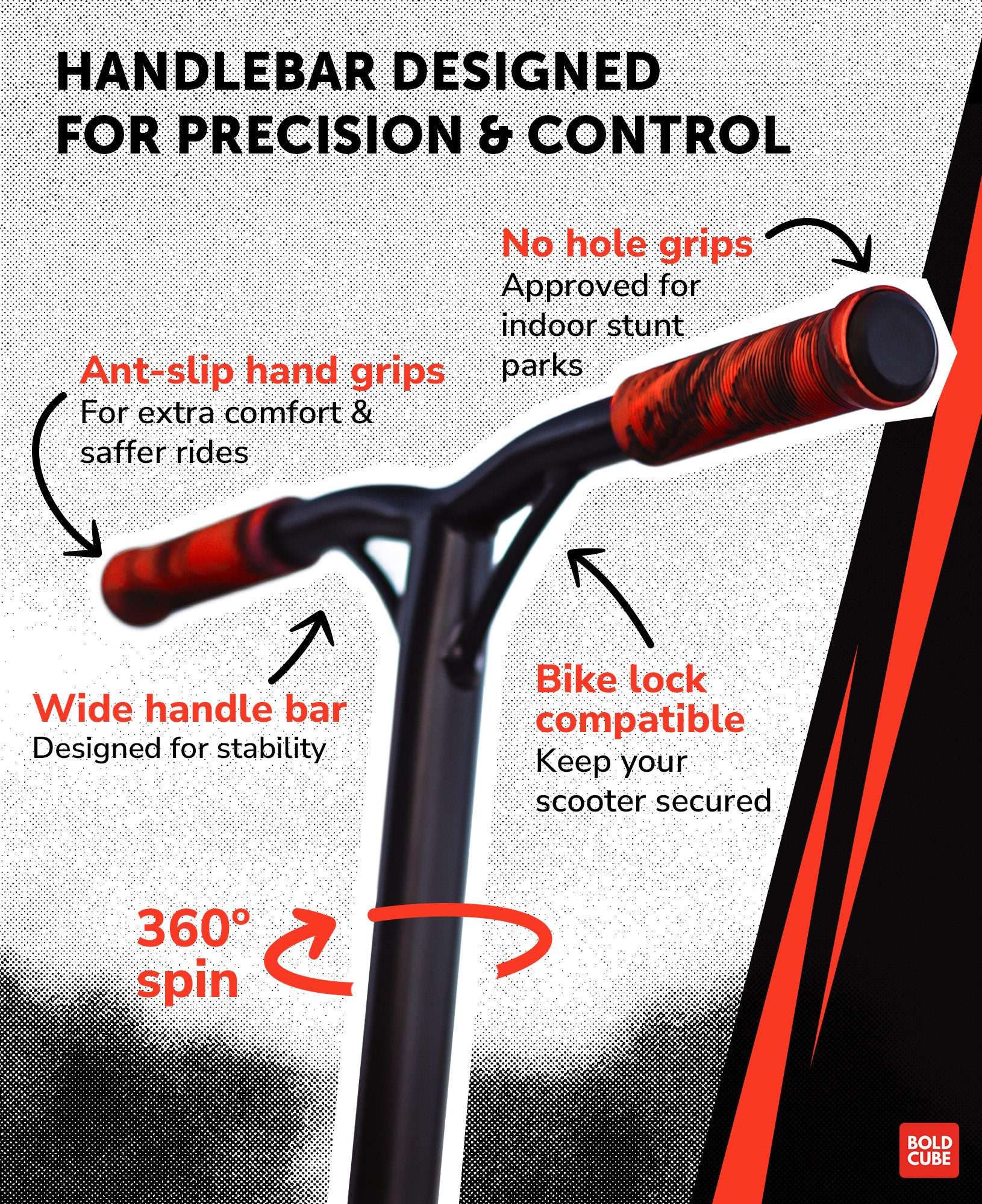 BOLDCUBE Deluxe Stunt Scooter – High-Performance Freestyle Kick Scooter