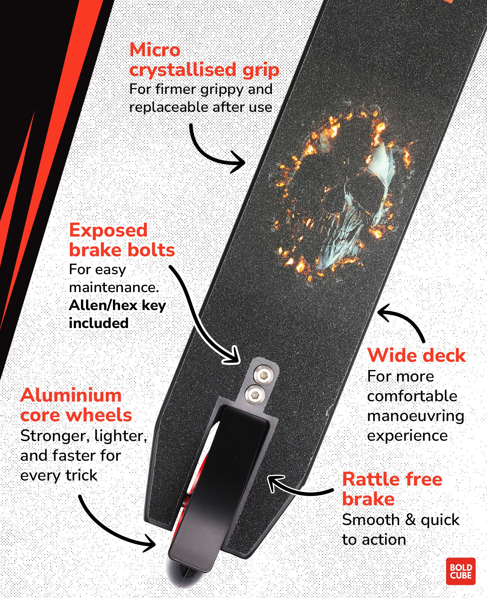 BOLDCUBE Deluxe Stunt Scooter – High-Performance Freestyle Kick Scooter