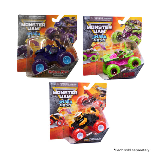 Monster Jam 1:64 Smash & Bash Truck with "crash and repair" feature.