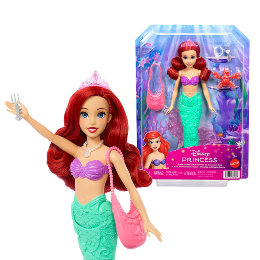 Disney Princess Ariel Mermaid Doll with Accessories Tiara Purse Necklace & Mermaid Tail