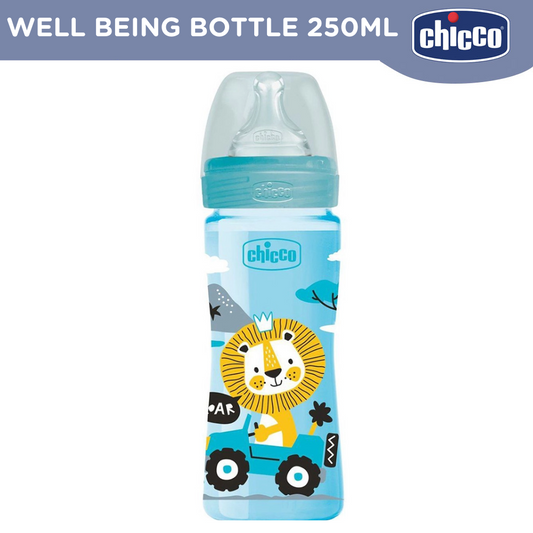 Chicco Well Being Baby Feeding Bottle 250ml 9oz - Medium Flow (BLUE)