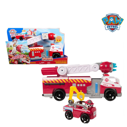 PAW Patrol Fire Rescue Deluxe Fire Truck Rescue with Marshall with interactive features, lights, and sounds