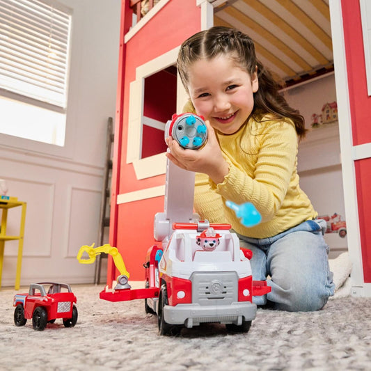 PAW Patrol Fire Rescue Deluxe Fire Truck Rescue with Marshall with interactive features, lights, and sounds