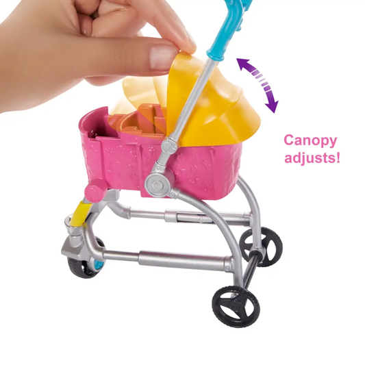 Barbie Stroll & Play Puppy Doll and Stroller Playset