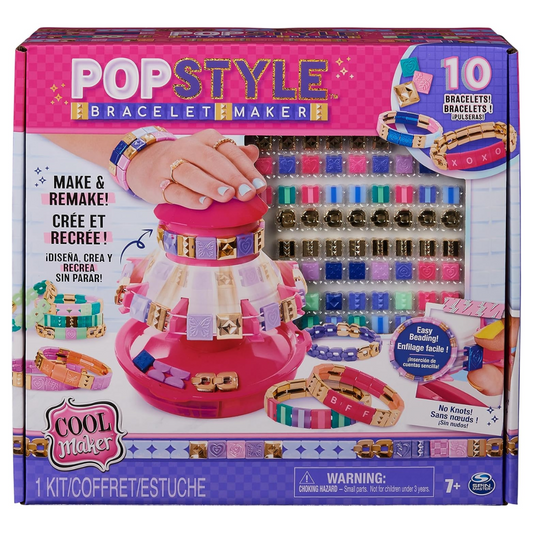 Cool Maker PopStyle Tile Bracelet Maker Kit with Machine and Storage 170 Beads and 22 Reusable Elastic Bands Fashion Accessories