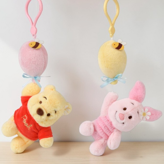 Disney Winnie the Pooh & Friends Plush Keychain – Balloon Pooh & Rainbow Piglet Bag Charm Gift for Kids ages for 3 years and above